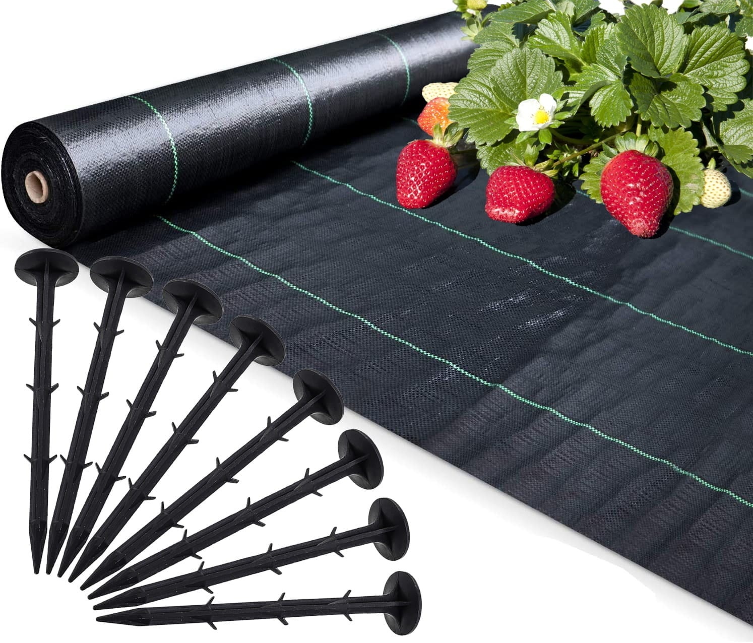 Worteldoek Agrotextiel 1.1x50m - Onkruidbestrijding + 50 Grondpinnen (33% Korting)