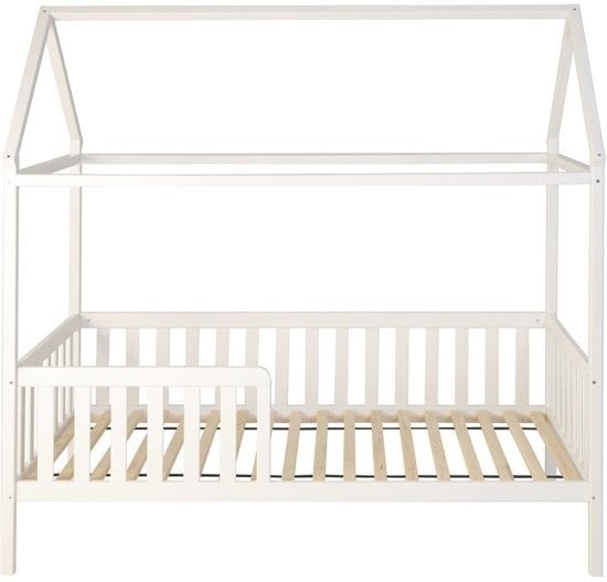 Wit Huisbed Hout 200x90 cm met Hek - 35% Korting