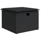 Tuinkruk met Kussen Poly Rattan Zwart 55x55x37 cm (44% Korting)