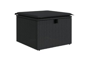 VidaXL Tuinkruk met Kussen, Poly Rattan Zwart - 34% Korting