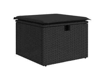 Tuinkruk met Kussen Poly Rattan Zwart 55x55x37 cm (44% Korting)