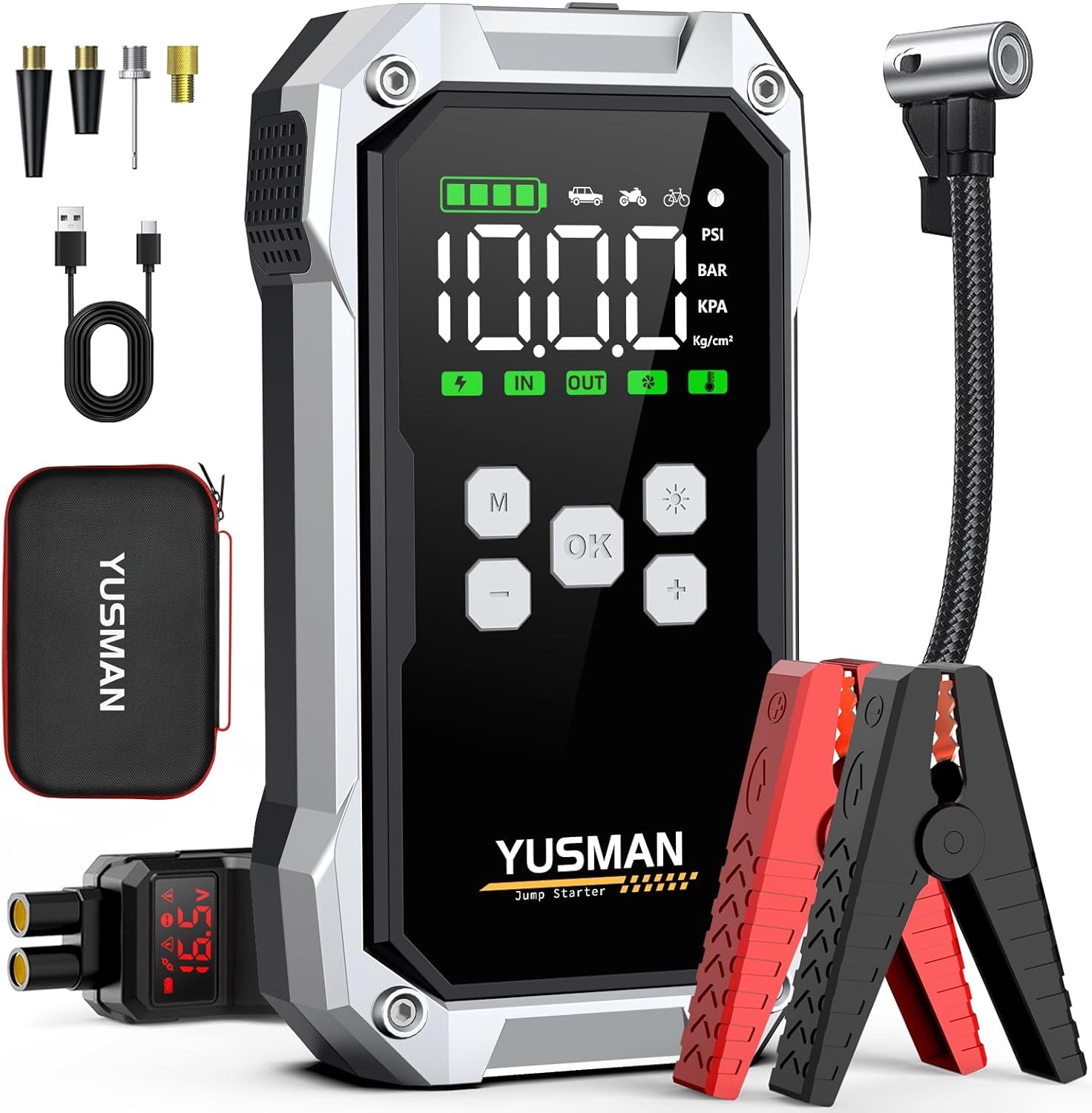 Jump Starter 8000A met Compressor & Powerbank - 34% Korting