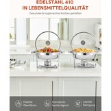 2x 5,5L Chafing Dish Set - RVS met Glazen Deksel - Buffet Warmhoudschaal (-34%)