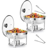 2x 5,5L Chafing Dish Set - RVS met Glazen Deksel - Buffet Warmhoudschaal (-34%)