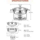 2x 5,5L Chafing Dish Set - RVS met Glazen Deksel - Buffet Warmhoudschaal (-34%)