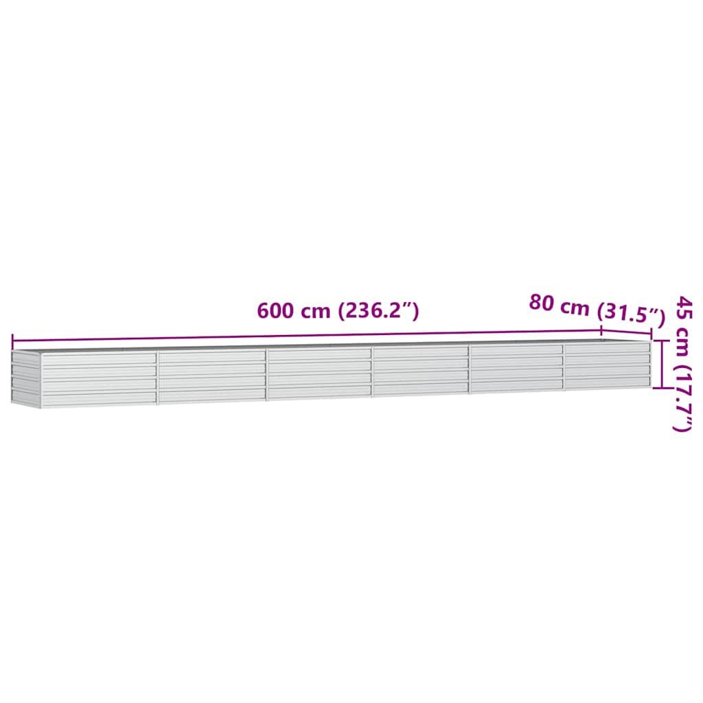 Verhoogde Plantenbak 600x80x45cm - Gegalvaniseerd Staal met 35% Korting