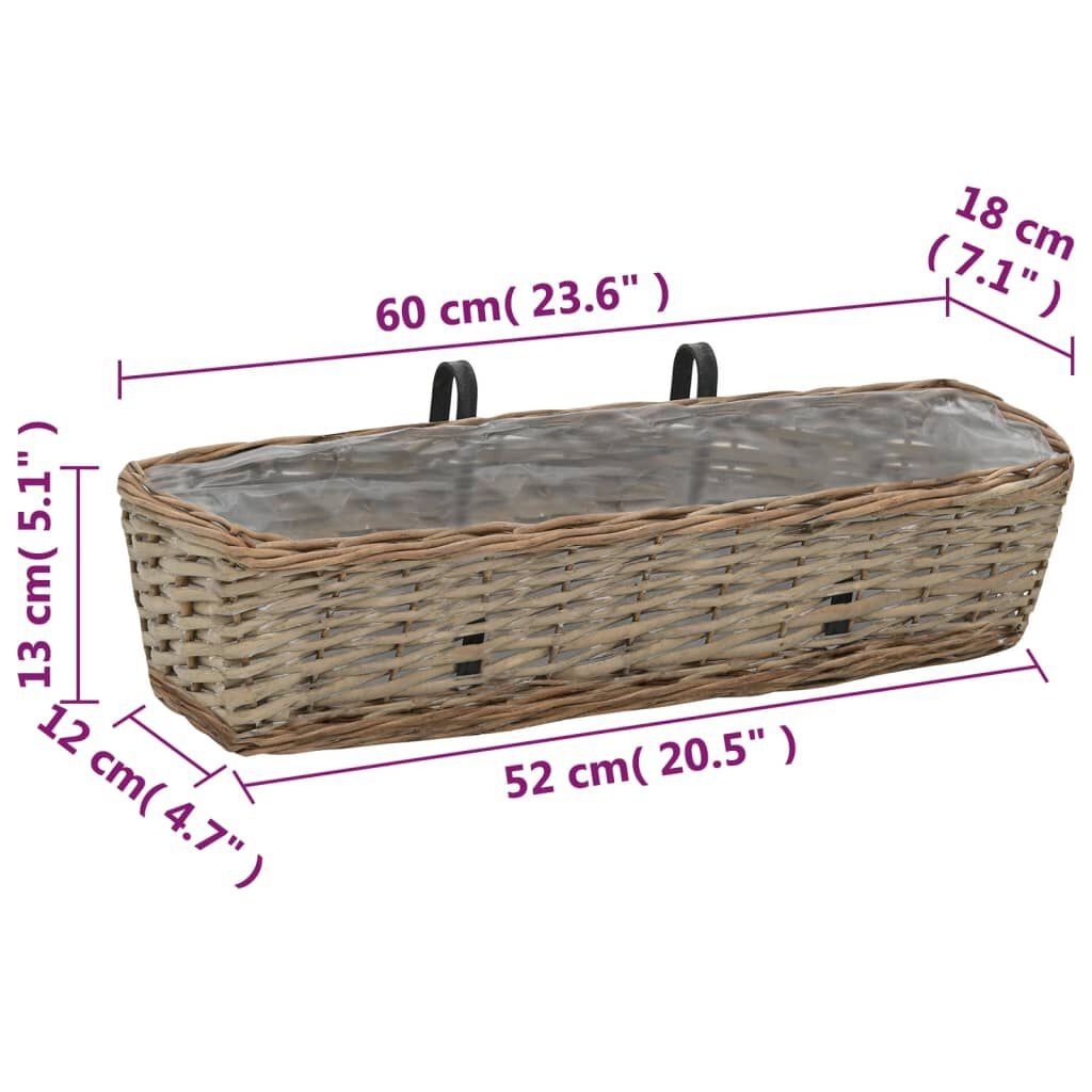 vidaXL Balkonbakken 2 stuks 60 cm wicker - 33% korting