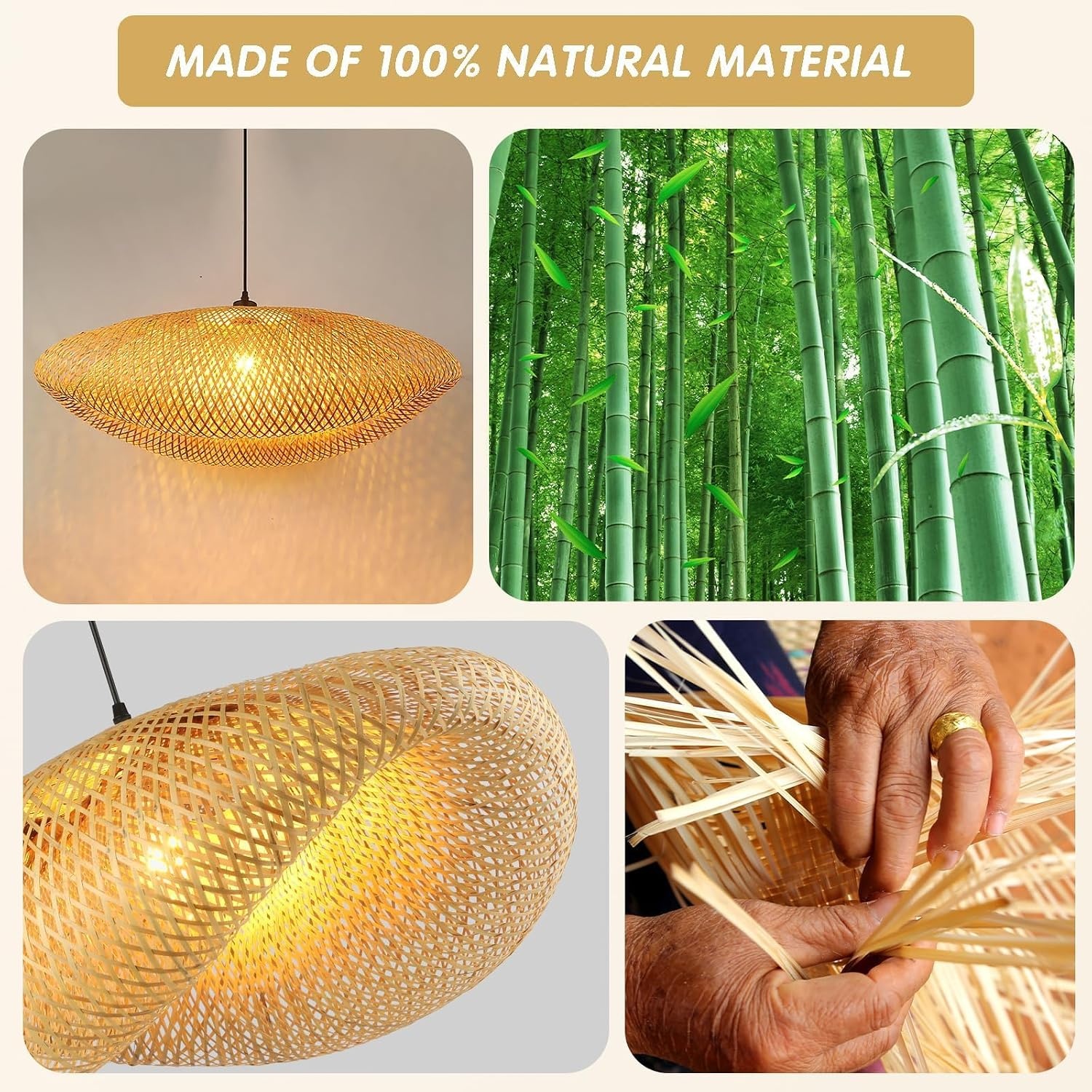 Rotan Hanglamp met Bamboe - 60 cm - Boho Retro Stijl - 34% Korting