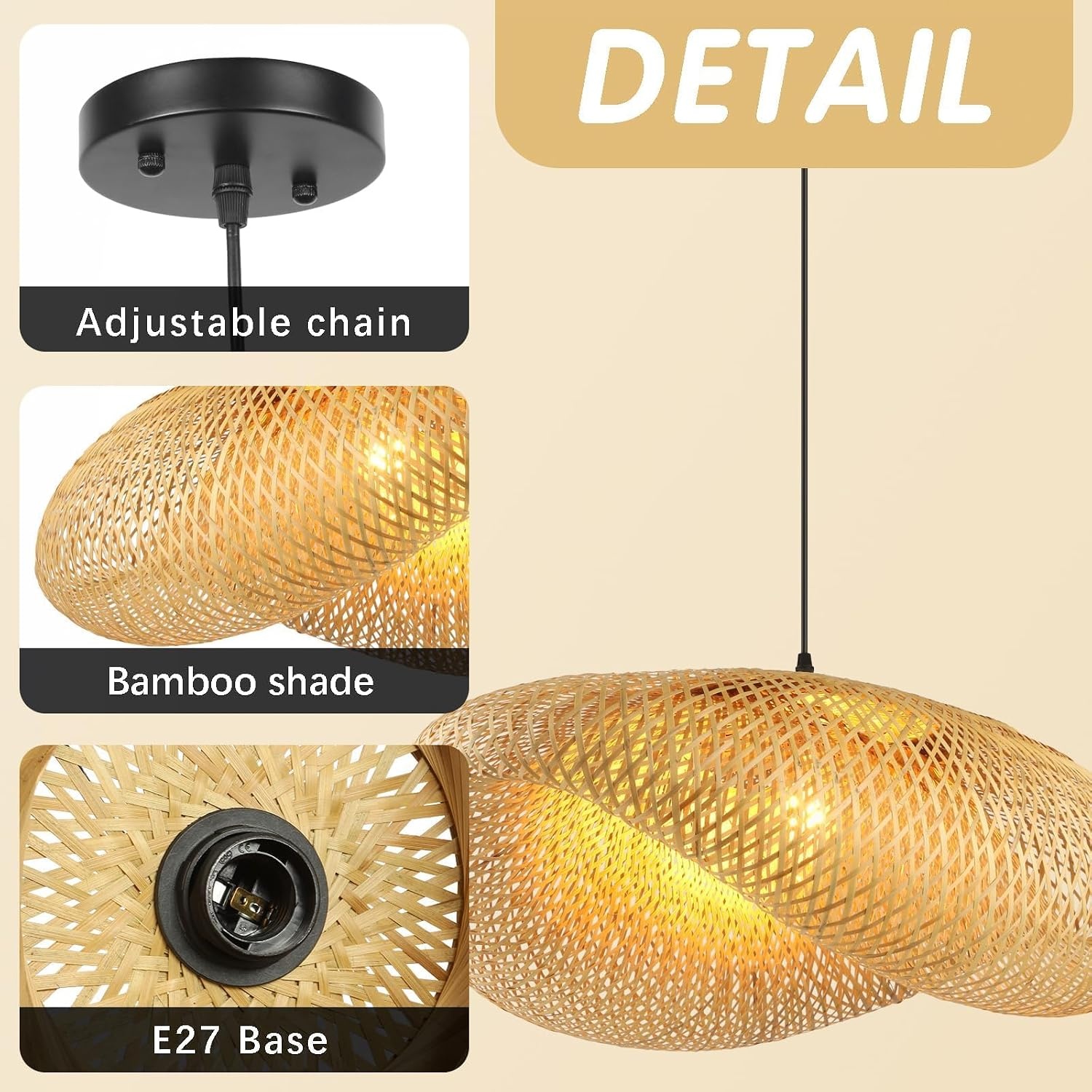 Rotan Hanglamp met Bamboe - 60 cm - Boho Retro Stijl - 34% Korting