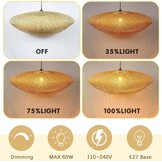 Rotan Hanglamp met Bamboe - 60 cm - Boho Retro Stijl - 34% Korting