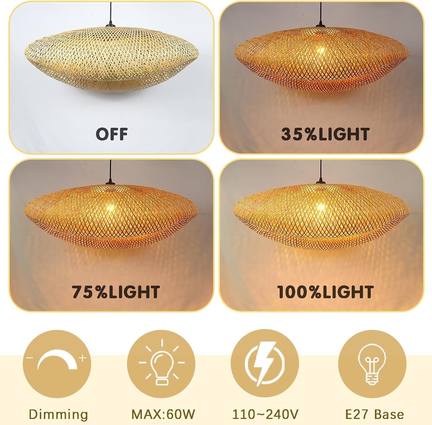 Rotan Hanglamp met Bamboe - 60 cm - Boho Retro Stijl - 34% Korting
