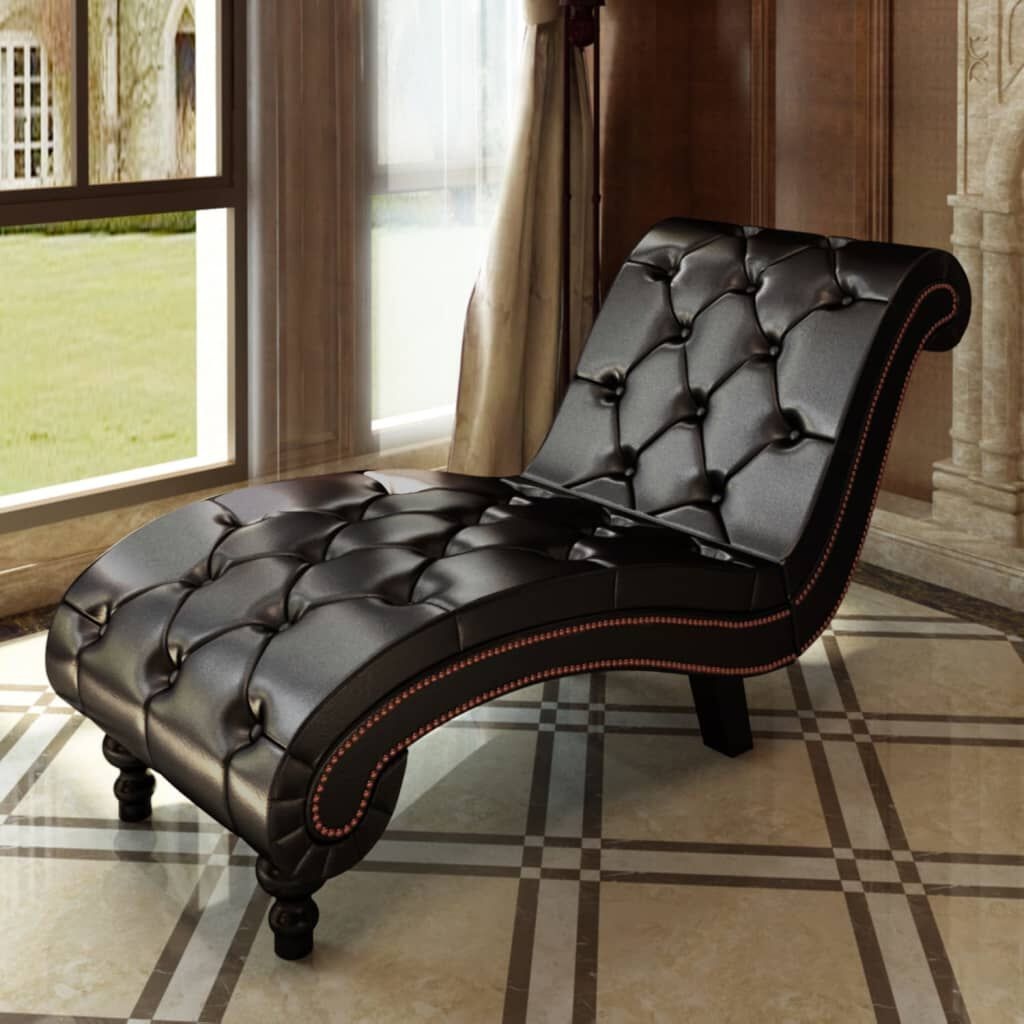Bruine Chaise Longue Kunstleer - 35% Korting