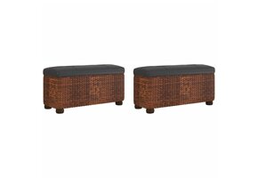 vidaXL Opbergbankjes 2 stuks 69 cm met bruin kussen - 52% korting