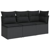 VidaXL Tuinbank 3-zits met Kussens, Poly Rattan Zwart - 52% Korting!