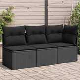 VidaXL Tuinbank 3-zits met Kussens, Poly Rattan Zwart - 52% Korting!