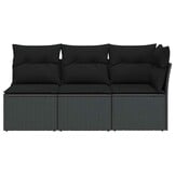 VidaXL Tuinbank 3-zits met Kussens, Poly Rattan Zwart - 52% Korting!