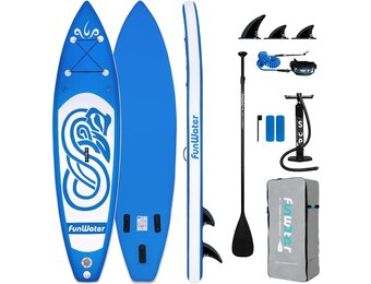 Opblaasbaar SUP Board Blauw 305cm met Kajakstoel & Accessoires | 35% Korting