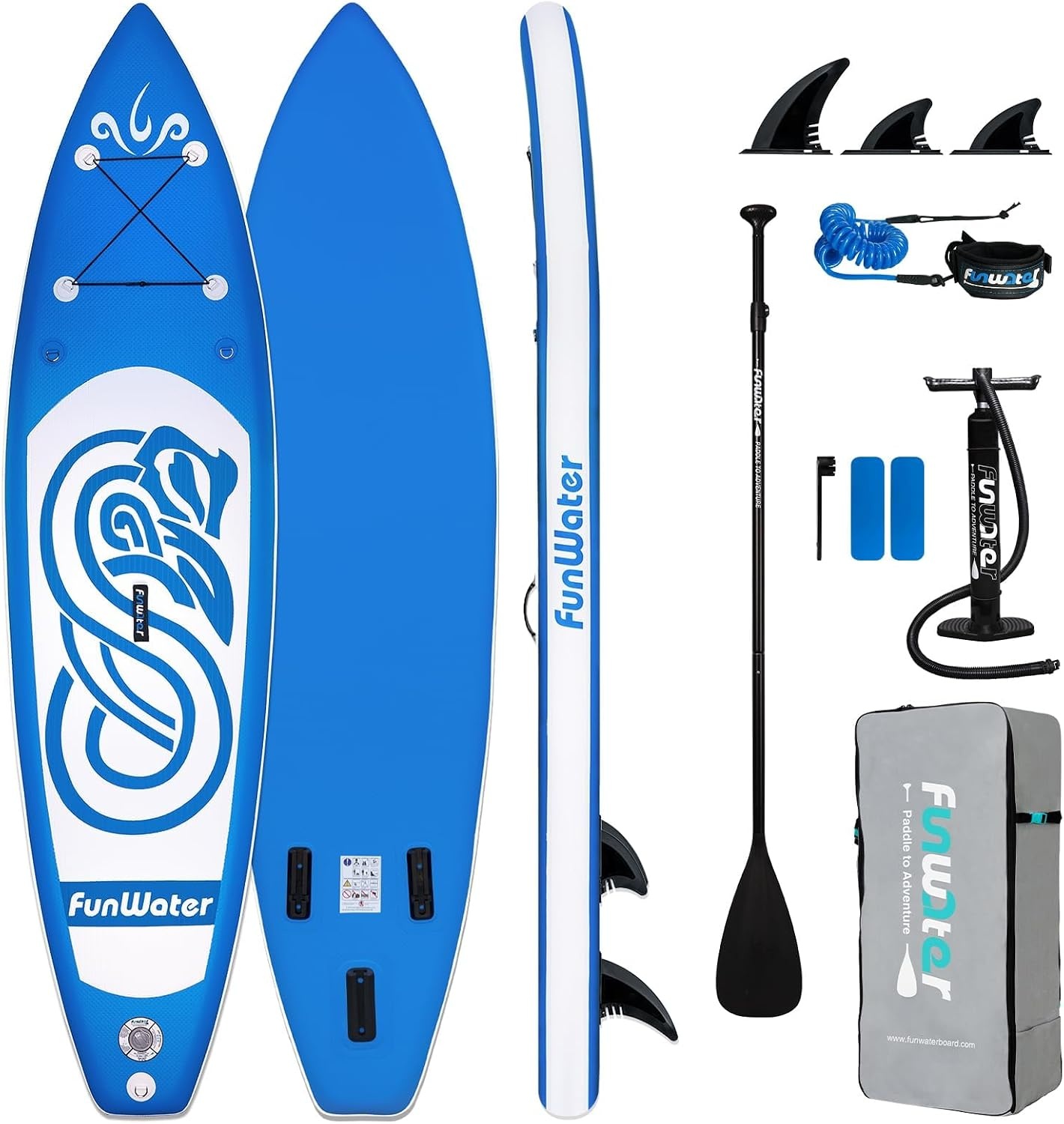 Opblaasbaar SUP Board Blauw 305cm met Kajakstoel & Accessoires | 35% Korting
