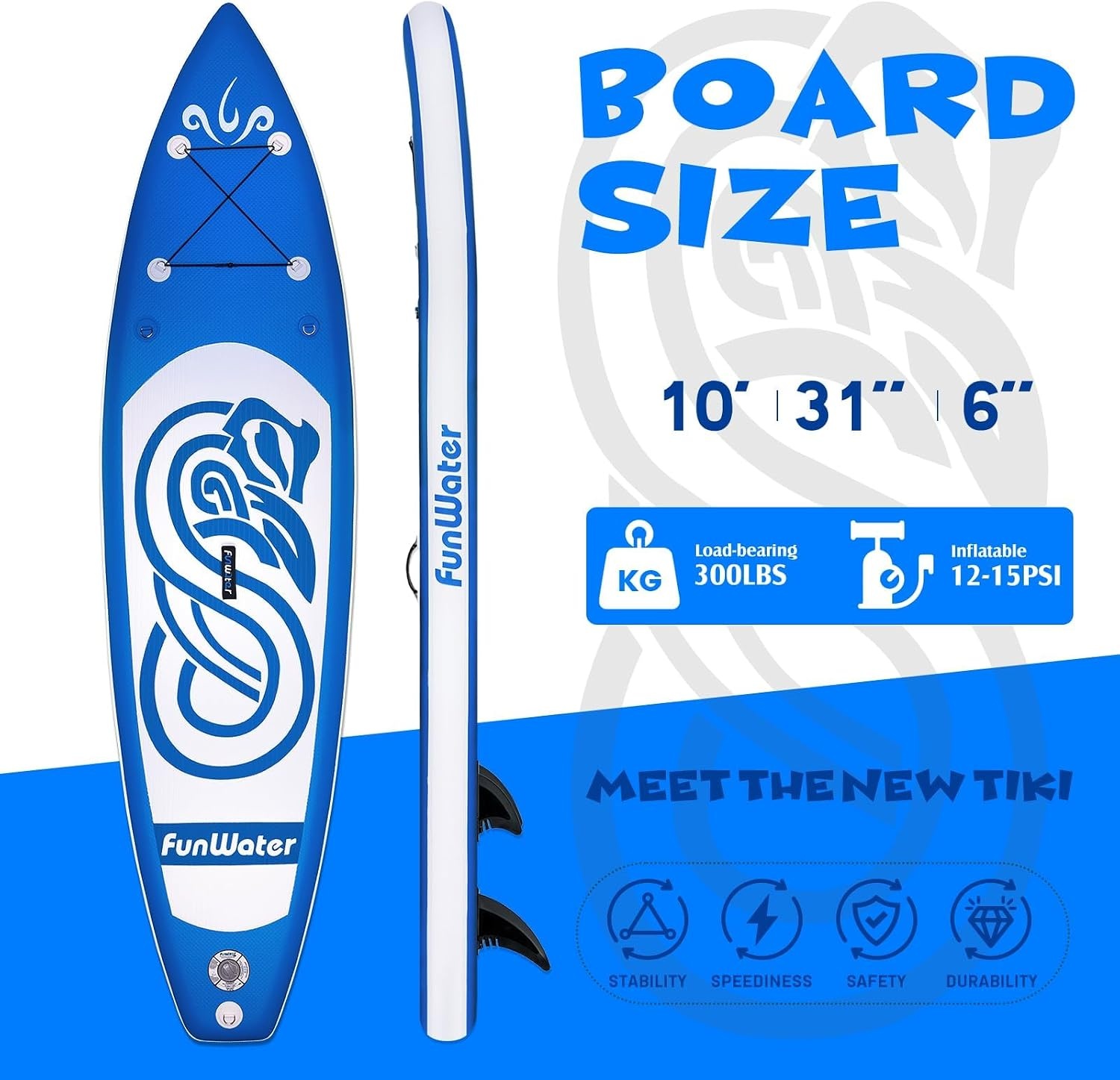 Opblaasbaar SUP Board Blauw 305cm met Kajakstoel & Accessoires | 35% Korting