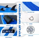 Opblaasbaar SUP Board Blauw 305cm met Kajakstoel & Accessoires | 35% Korting