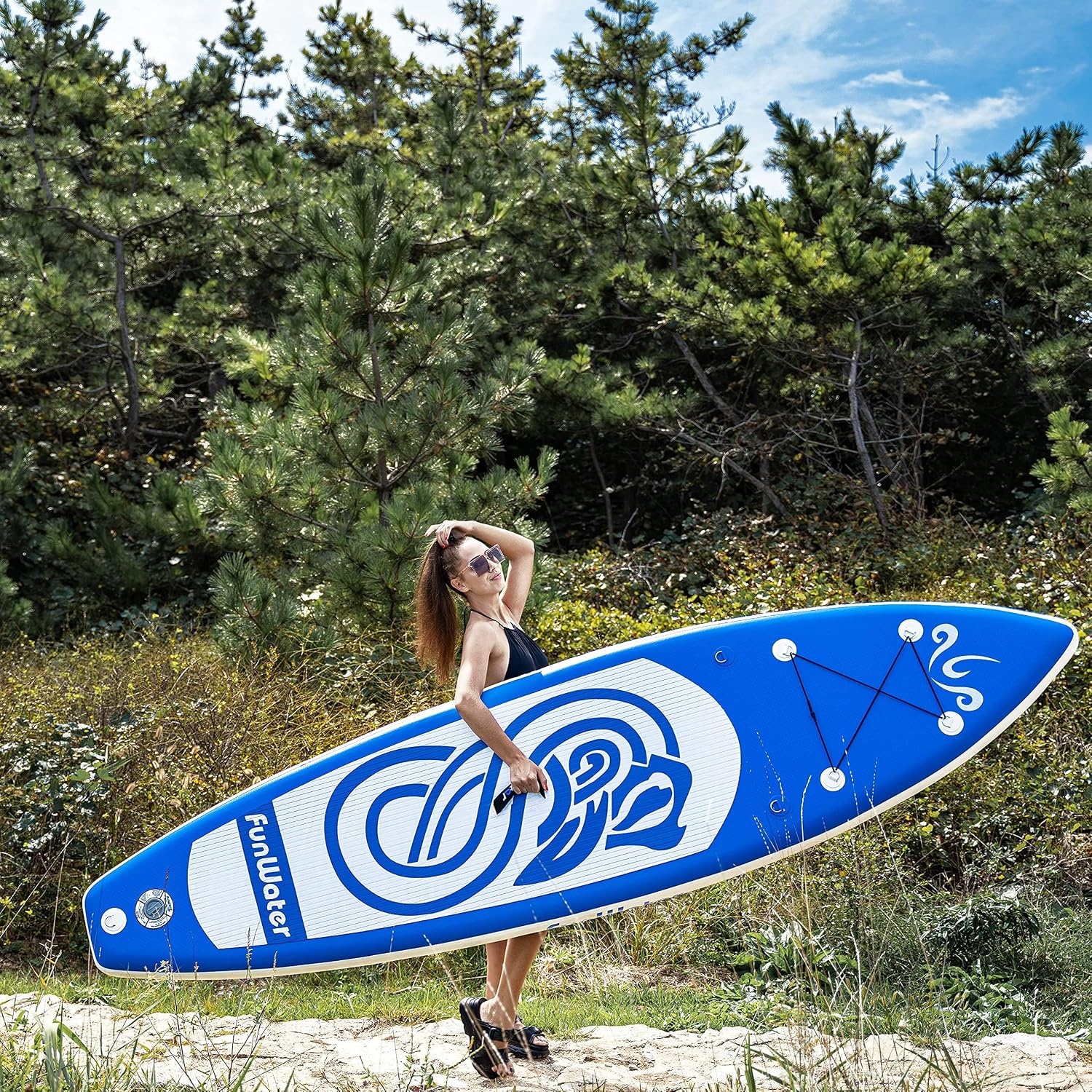 Opblaasbaar SUP Board Blauw 305cm met Kajakstoel & Accessoires | 35% Korting