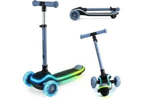 Kinderstep Blauw 3-wieler Opvouwbaar met LED Verlichting - 46% Korting
