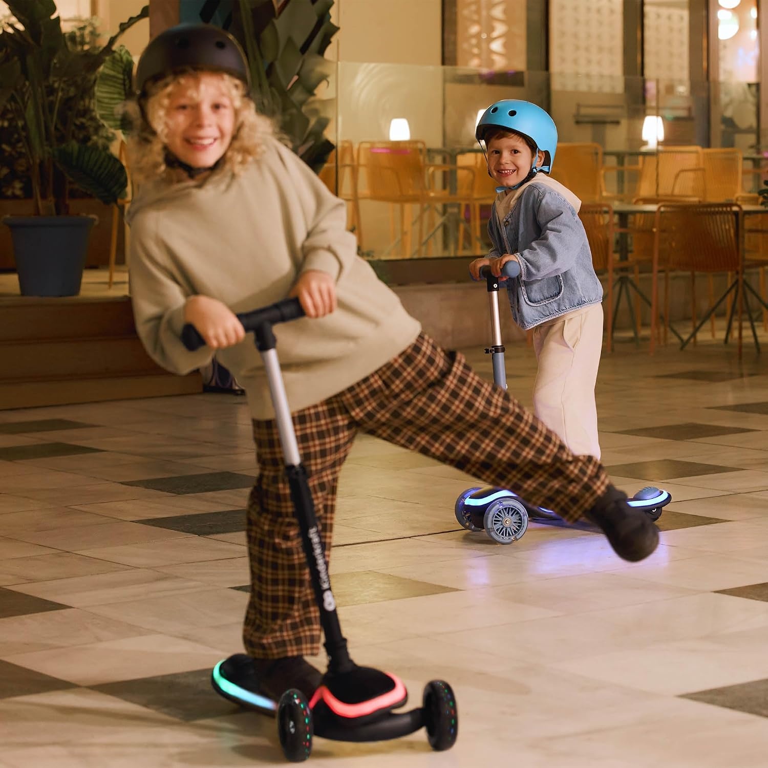 Kinderstep 3-wieler Blauw - Opvouwbaar, LED, Balans-sturen | 34% Korting!