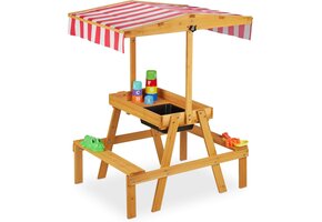 Kinderspeelset Zand- & Watertafel Buiten | Met Zonnedak & Bankjes | 34% Korting