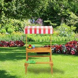 Relaxdays Kinderspeelset met zand- en watertafel, zonnedak, 110 x 65 x 83 cm, naturel
