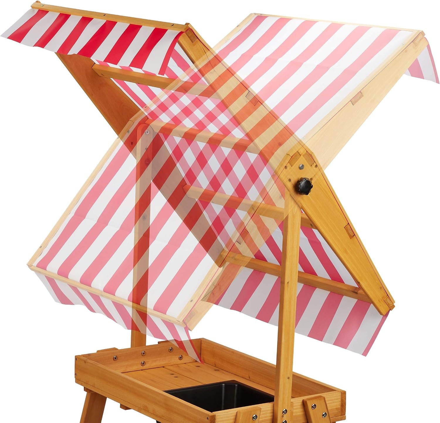 Relaxdays Kinderspeelset met zand- en watertafel, zonnedak, 110 x 65 x 83 cm, naturel