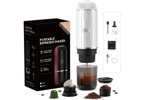 Draagbare Espresso Machine (Wit) - Nespresso & Gemalen Koffie - 36% Korting