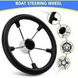 RVS Bootstuurwiel Zwart PU Schuim 34,3cm | 34% Korting