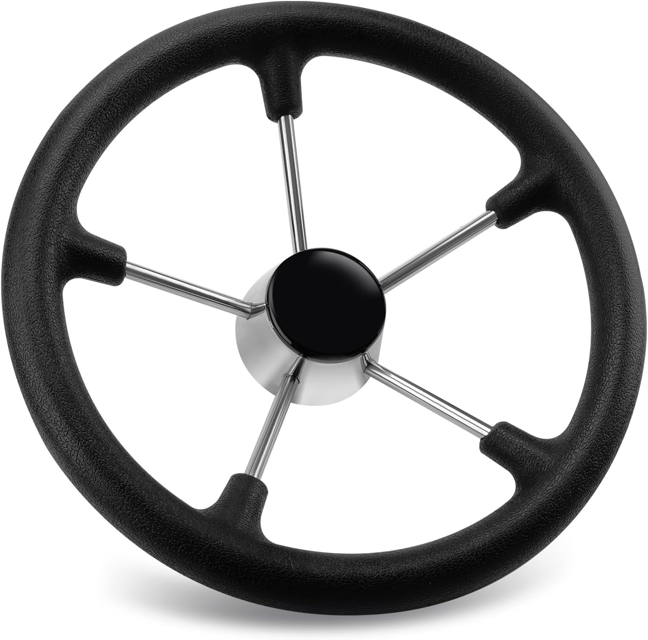 RVS Bootstuurwiel Zwart PU Schuim 34,3cm | 34% Korting