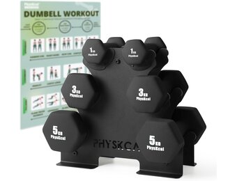 PhysKcal Halters Set 18kg met Stalen Rek - 34% Korting