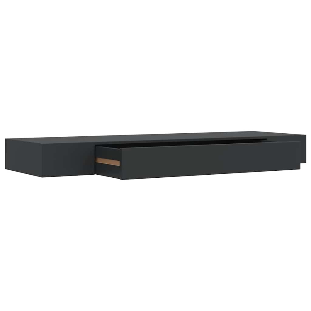 Zwevend Wandschap met Lade 80x25x8 cm Zwart - 66% Korting