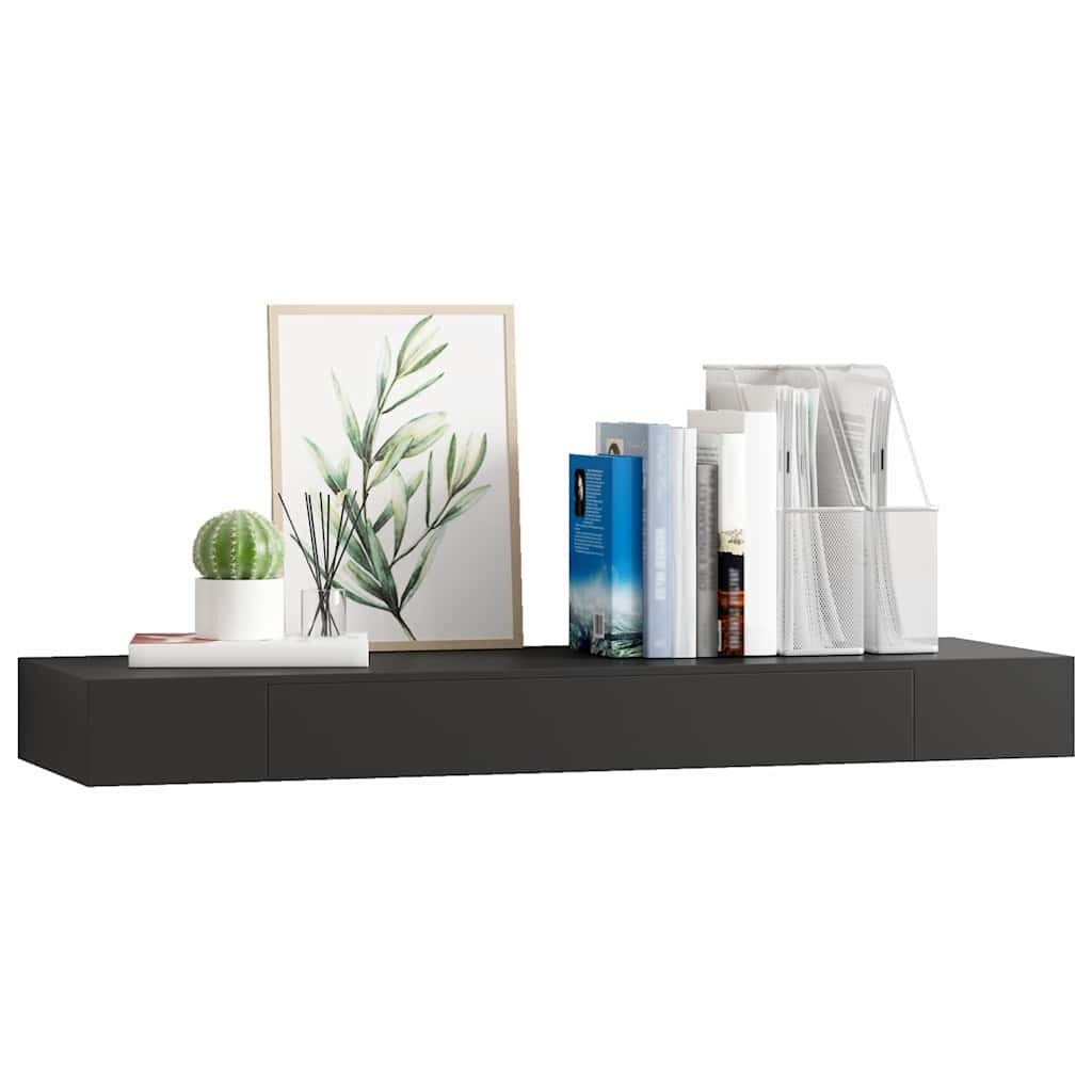 Zwevend Wandschap met Lade 80x25x8 cm Zwart - 66% Korting