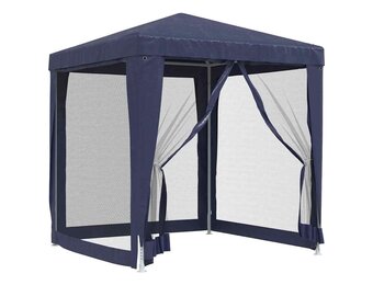 Blauwe Partytent met 4 Mesh Wanden - 2x2m