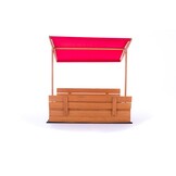 Houten Zandbak 120x120cm met Rood Dak & Bankjes - 35% Korting