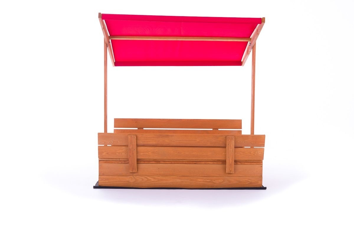 Houten Zandbak 120x120cm met Rood Dak & Bankjes - 35% Korting