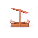 Houten Zandbak 120x120cm met Rood Dak & Bankjes - 35% Korting