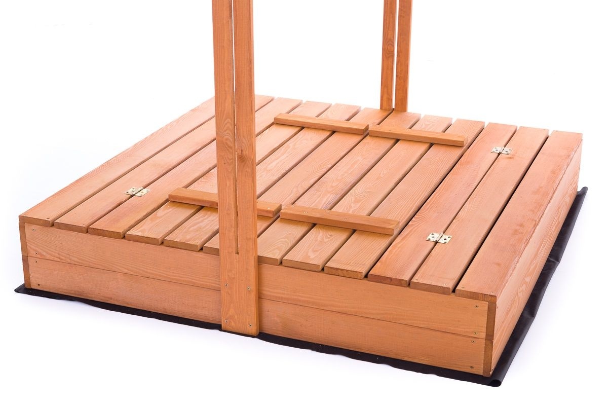 Houten Zandbak 120x120cm met Rood Dak & Bankjes - 35% Korting