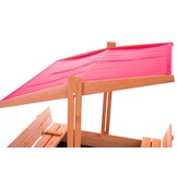 Houten Zandbak 120x120cm met Rood Dak & Bankjes - 35% Korting
