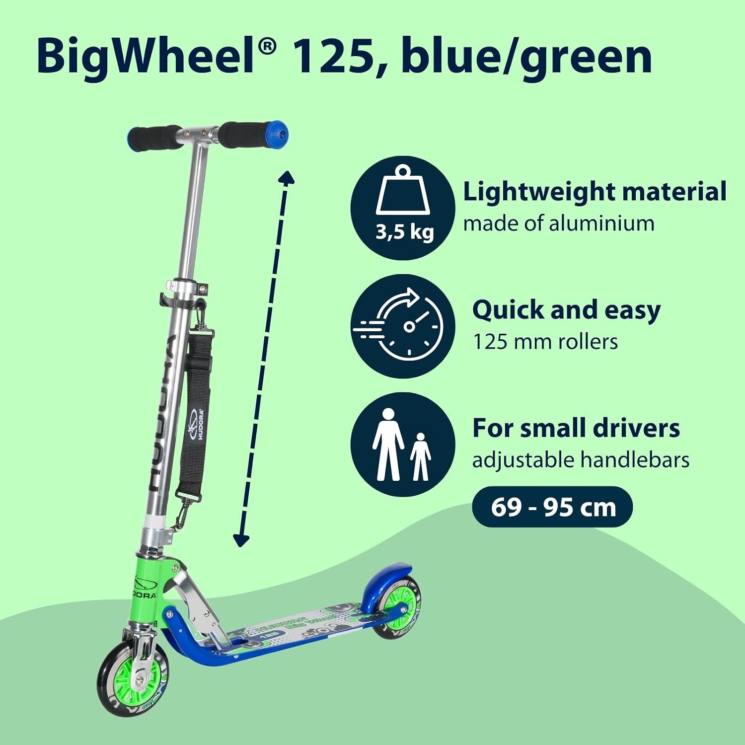 Step voor Kinderen & Volwassenen | 125mm PU-wielen, ABEC-5, Aluminium | Inklapbaar, 100kg | Blauw/Zilver/Groen - 34% Korting