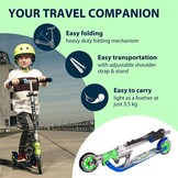 Step voor Kinderen & Volwassenen | 125mm PU-wielen, ABEC-5, Aluminium | Inklapbaar, 100kg | Blauw/Zilver/Groen - 34% Korting