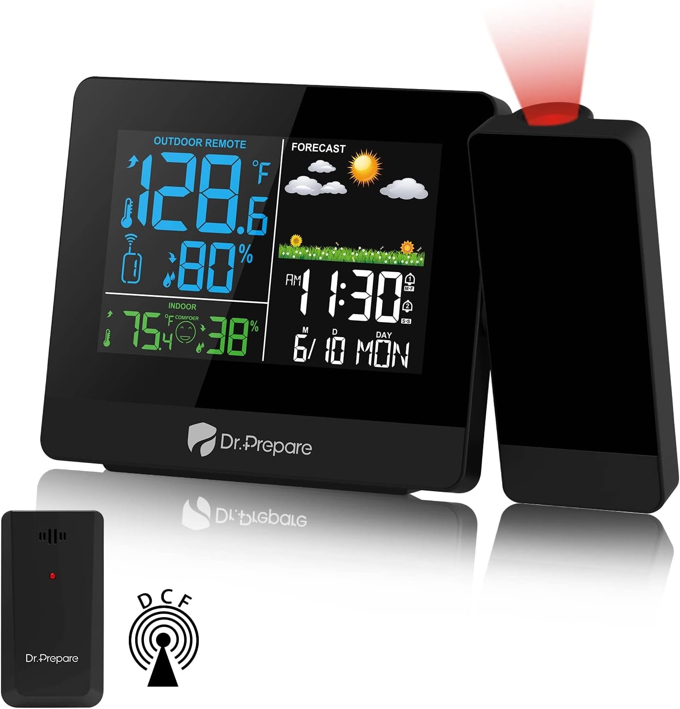 Projectiewekker met Weerstation & Dubbel Alarm - 34% Korting