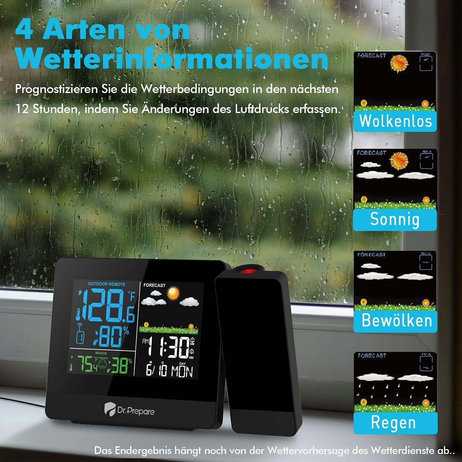 Projectiewekker met Weerstation & Dubbel Alarm - 34% Korting