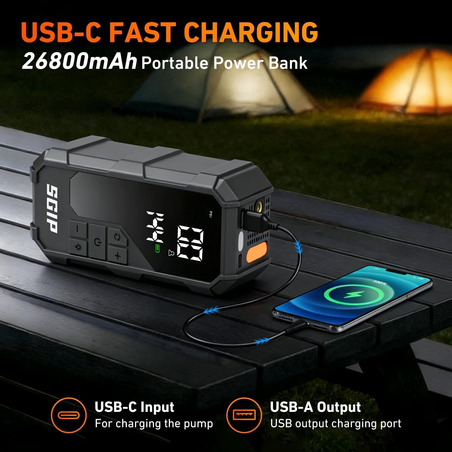7000A Jump Starter & Bandenpomp met Powerbank - 34% Korting
