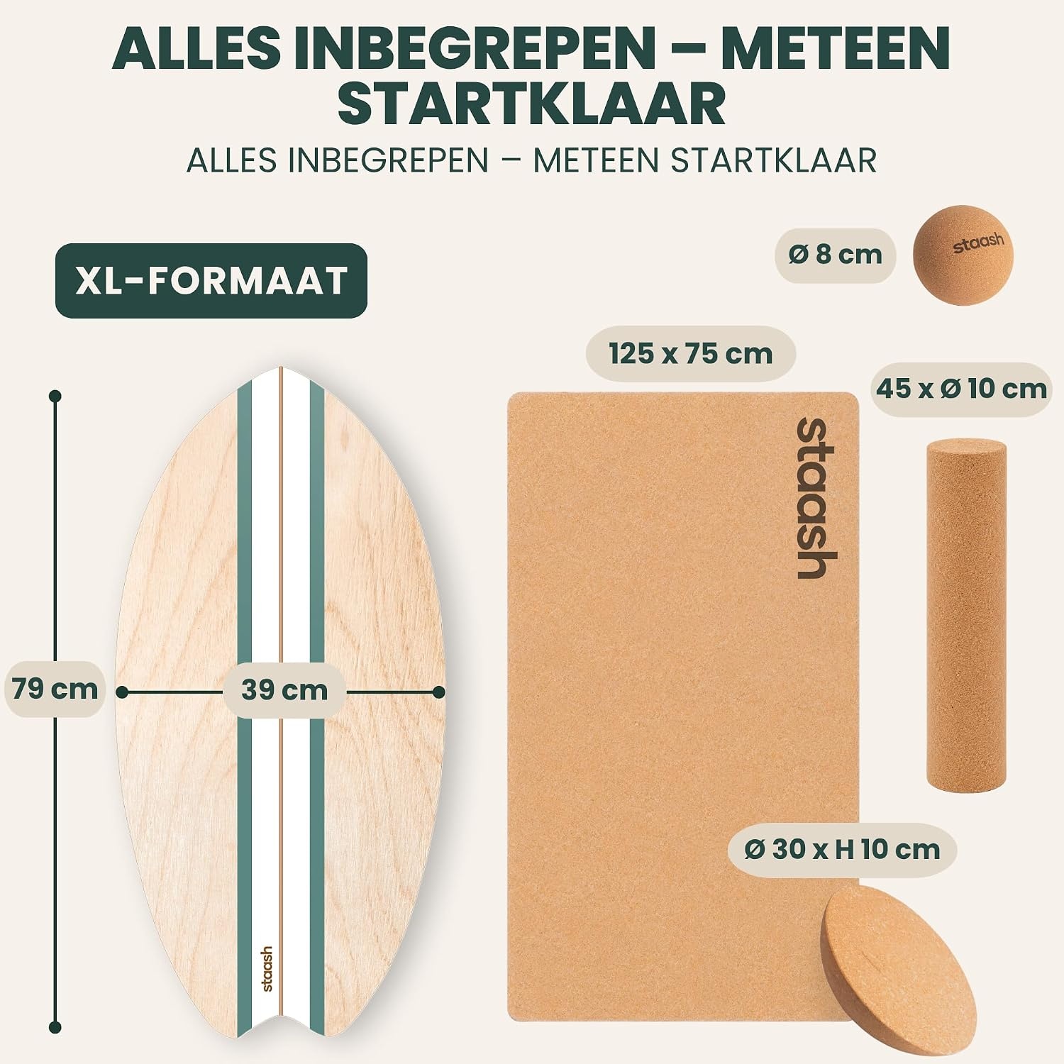Evenwichtsbord met Kurkrol & Accessoires - 35% Korting