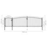 vidaXL Poort met Speren - 5x2m Zwart - 55% Korting