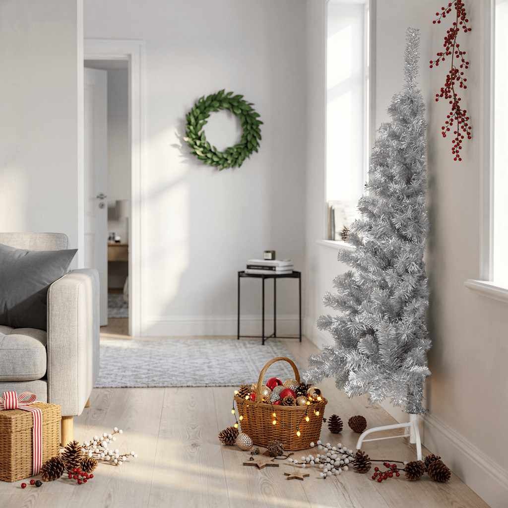 Roze Halve Kunstkerstboom 150cm met Standaard - 78% Korting!